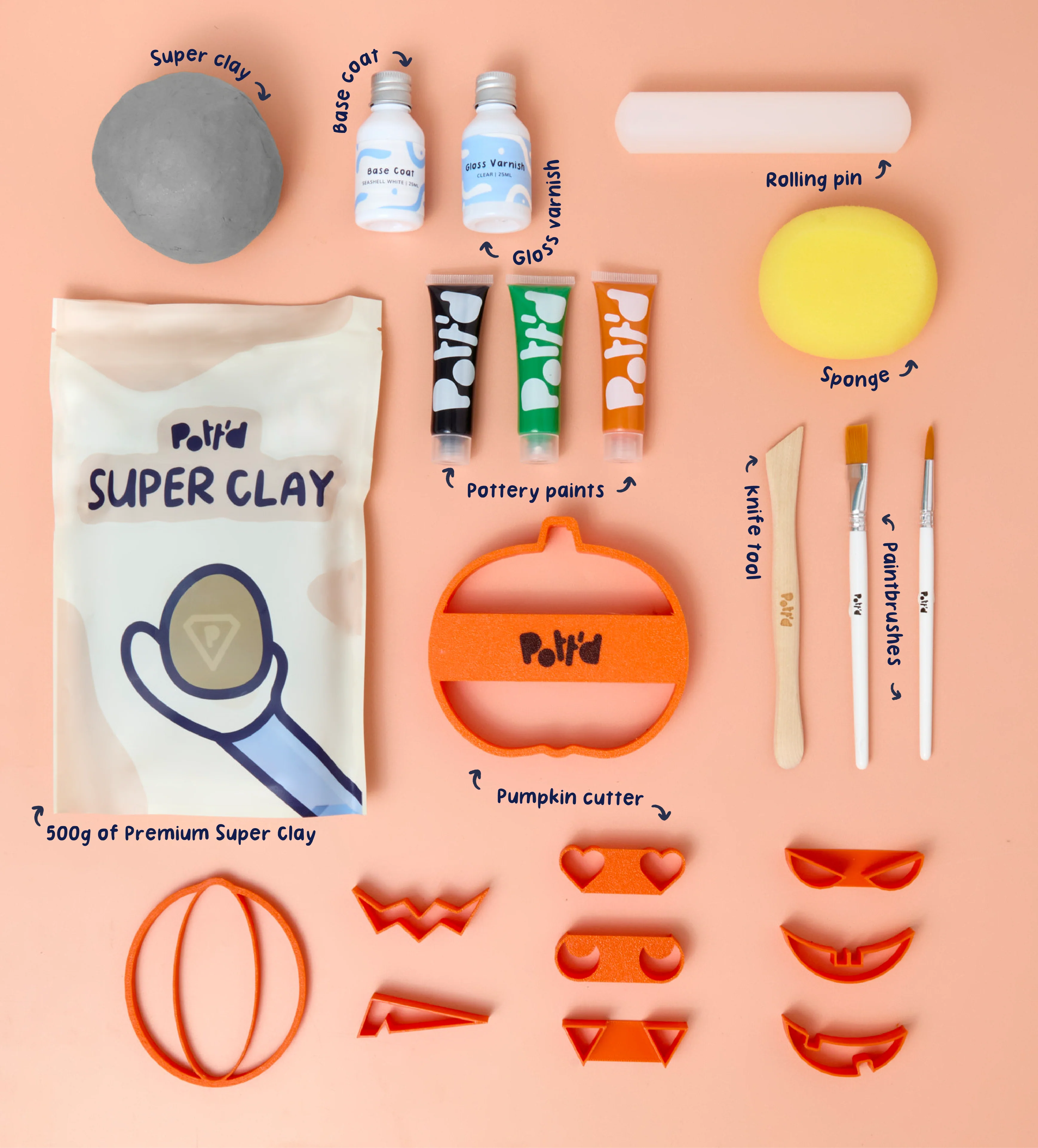 Pumpkin Coaster Clay Kit - Image 4